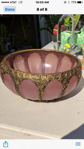 1930's Ornate Dusty Rose Bowl