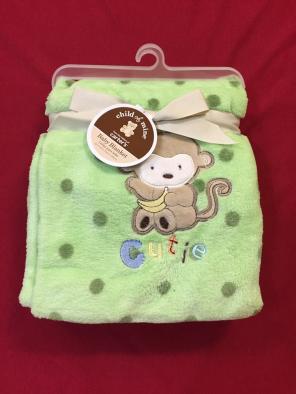 Carter's baby blanket green polka dot