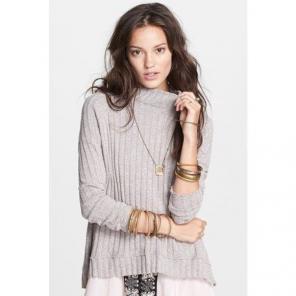 S Free People Taupe Mock Neck Sweater