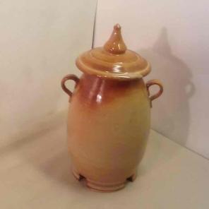 Pottery vase jug with a lid and handles
