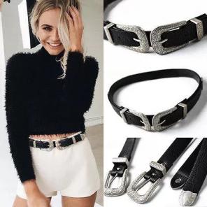 New Double Silver Buckle Boho Belt