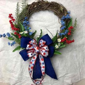 July 4th patriotic Wreath stars Ribbon