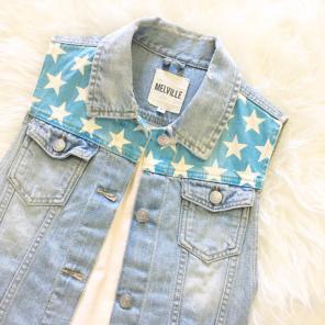 Brandy Melville American Flag Denim Vest