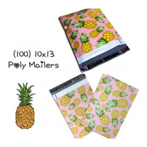 (100) 10x13 Pink Pineapple Poly Mailers