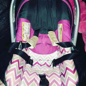 Pink baby car seat