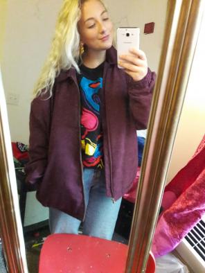 Vintage Suede Plum Bomber Jacket