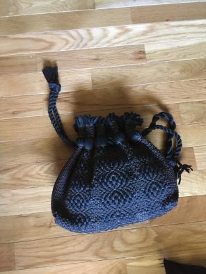 Drawstring purse 10x9 Black Brown