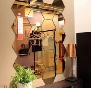 12pcs Geometric Hexagon 3D Mirror Art