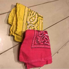 Pink yellow scarf Pinup Rockabilly vtg
