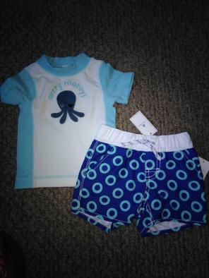 2 piece swimsuit rashguard trunks 3-6M
