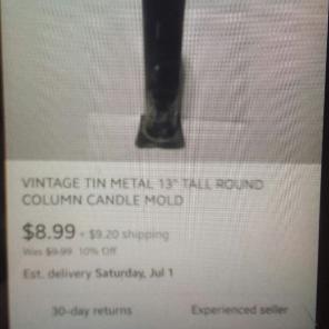 Vintage metal tin mold candle
