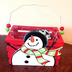WOOD SNOWMAN CRATE