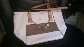 GUESS White & Beige Purse