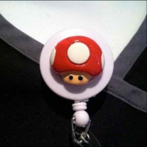 Super Mario Mushroom ID Badge Holder RN