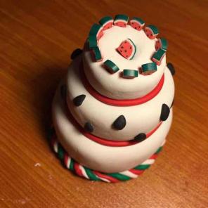 WATERMELON CAKE MADE FROM POLYMER CLAY