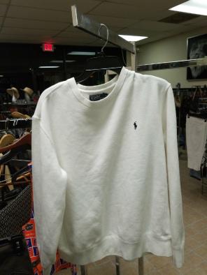 Men's White Polo Sweatshirt size X Large