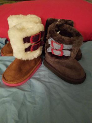Caramel and Grey Size 5 girl boots.