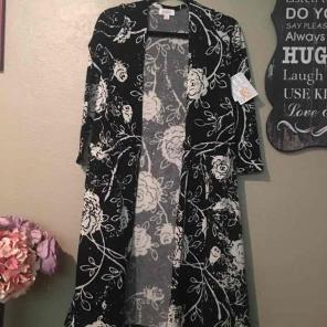 Lularoe Sarah black with white roses.