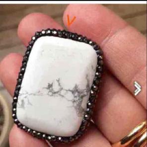 CZ encrusted howlite focal bead