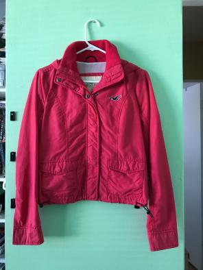 Coral-Red Hollister Rain Jacket
