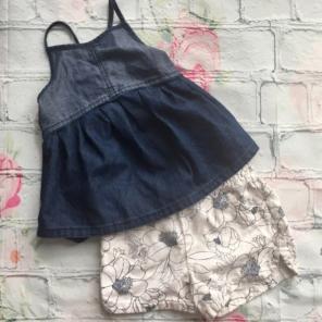 Old Navy Denim Top & Linen Blend Shorts