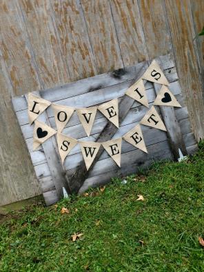 Love is sweet burlap banner (6 foot)