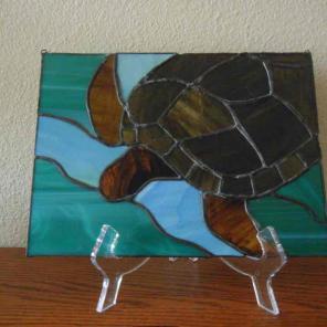 Sea Turtle stained glass panel