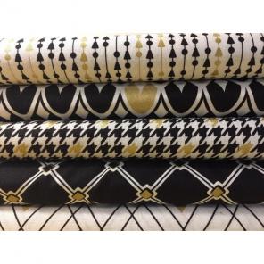 Black white and gold fat quarter bundle
