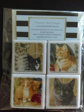 Cat Set of 4 Magnets, Cats, Cute