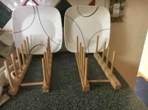 2 Wooden Plate Holders Dish Rack