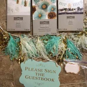 Blue mint and gold decorations