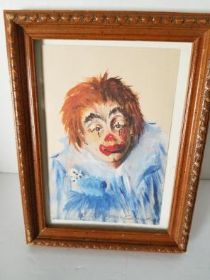 Clown Picture in Wood Frame