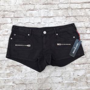 True Religion Black Joey Zip Mini Shorts