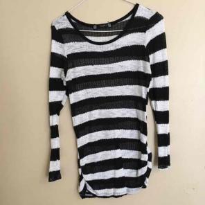 Black White Striped Maternity Sweater Sm