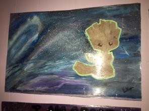 Art Paper Painting. Marvel's Groot