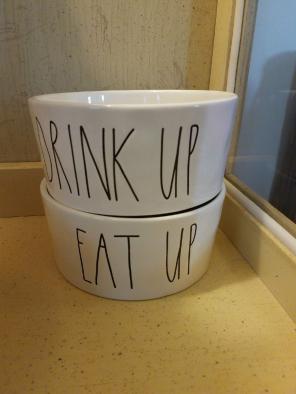 Rae Dunn Dog 'Drink Up' 'Eat Up' Bowls