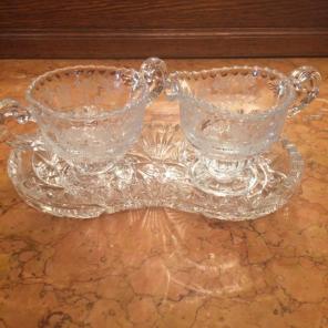 VTG Cut & Etched Glass Cream/sugar Set