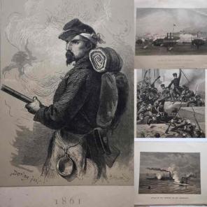 civil war prints military antique