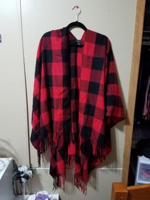 Black and Red Plaid Shawl/Shrug
