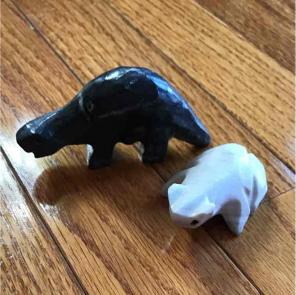 Pair of Carved Stone Dinosaur and Frog