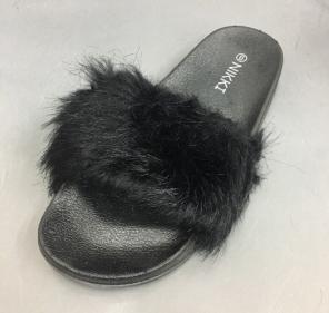 Black Fur Slide-ALL SIZES