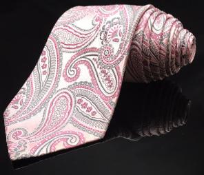 GEOFFREY BEENE Pink SILVER Paisley Tie