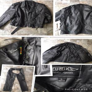 Authentic Leather Biker Jacket And Chaps