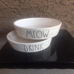 Two Cat bowls Rae Dunn