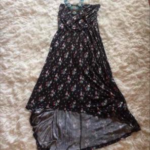 Black high low floral dress