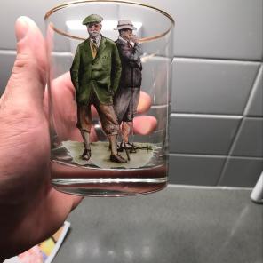 Gold Rim Glass Golfer Rocks Glass