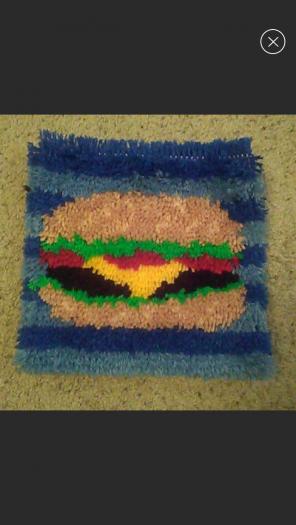 3 Completed Cheeseburger Latchhook