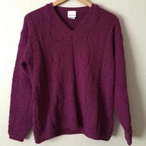 Vintage Fuschia V-Neck Sweater