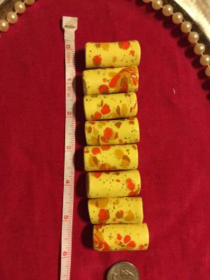 8 Macaroni Shaped Vintage Macrame Beads