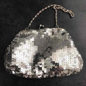 Vintage Silver Sequin Bag
